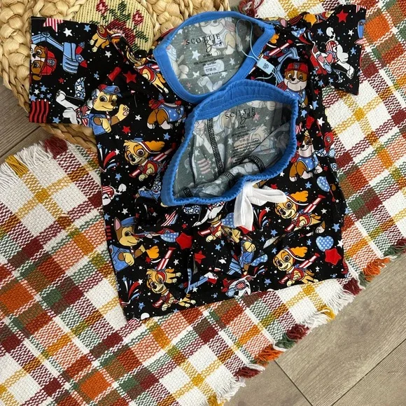 New Scottie Belle Bamboo Paw Patrol Patriotic Shorts & T-Shirt Lounge Set 12-18m - Picture 12 of 16